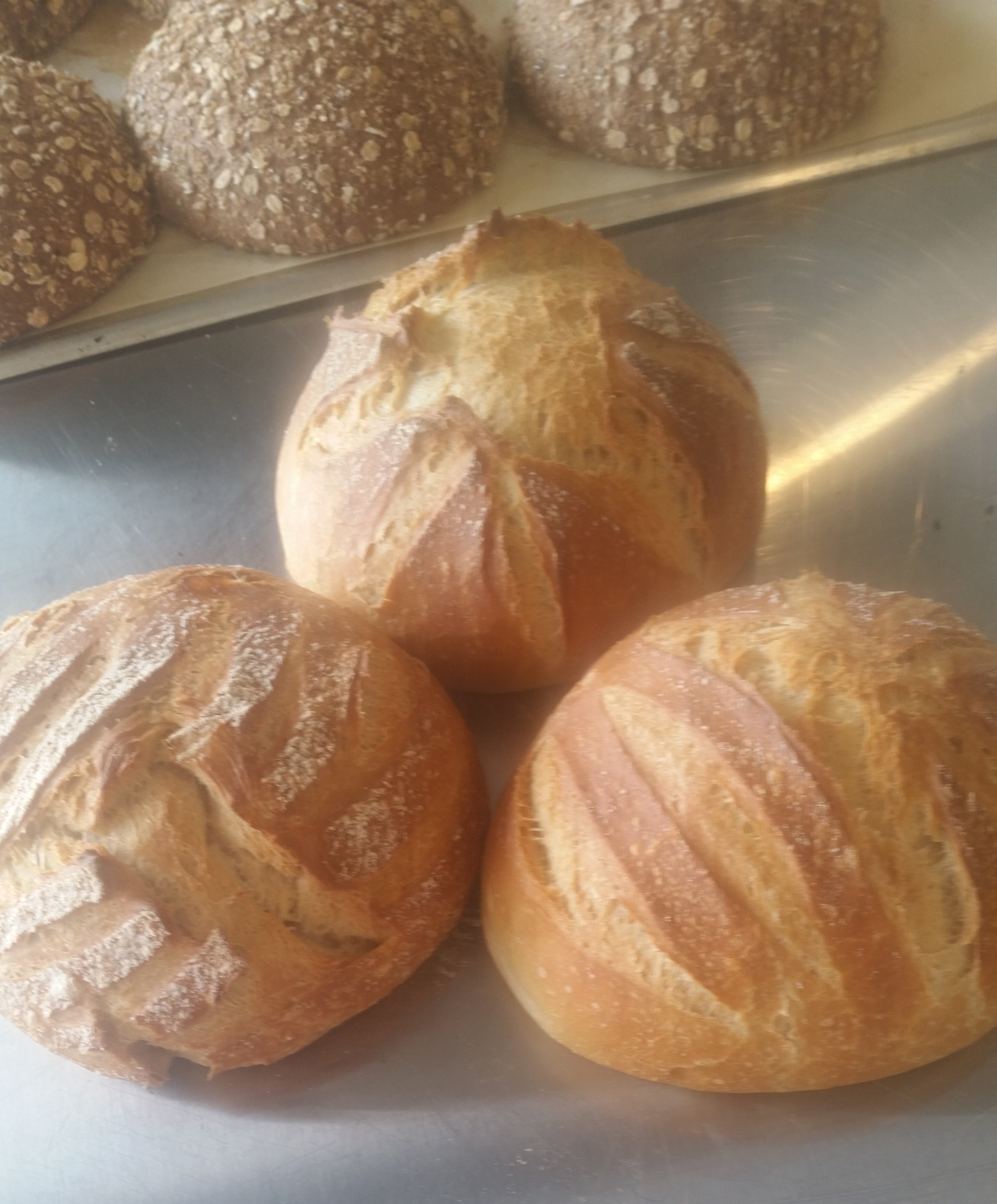 Freshly baked cobb loaves